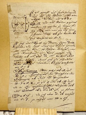 Mathematik Geometrie Original Antike Manuskript Handschrift Geripptes Papier - Bild 1 von 4