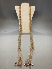 Vintage Bali Seed Bead Amber Iridescent 12 Strand Belt 64" L New