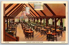 Postcard Paradise Lodge Dining Room, Rainier National Park, Washington Unposted