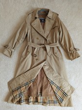 Burberry Women's Vintage Check Haymarket Trench Coat With Wool Liner Uk 16 Long