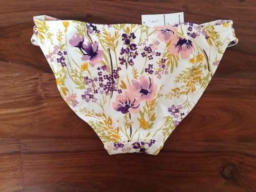 Old Navy Swim Floral Purple Yellow White Lined Nylon Bikini Bottom XS S XL XXL - 第 2/3 張圖片