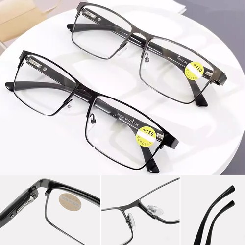 Men Metal Square Anti-blue Light Reading Glasses 89SA +1.0 1.5 2.0 2.5 3 3.5 4.0 - Picture 3 of 13