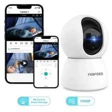 Febfoxs Baby Monitor Security Camera, WiFi Indoor Camera, 360-Degree Smart 1080P