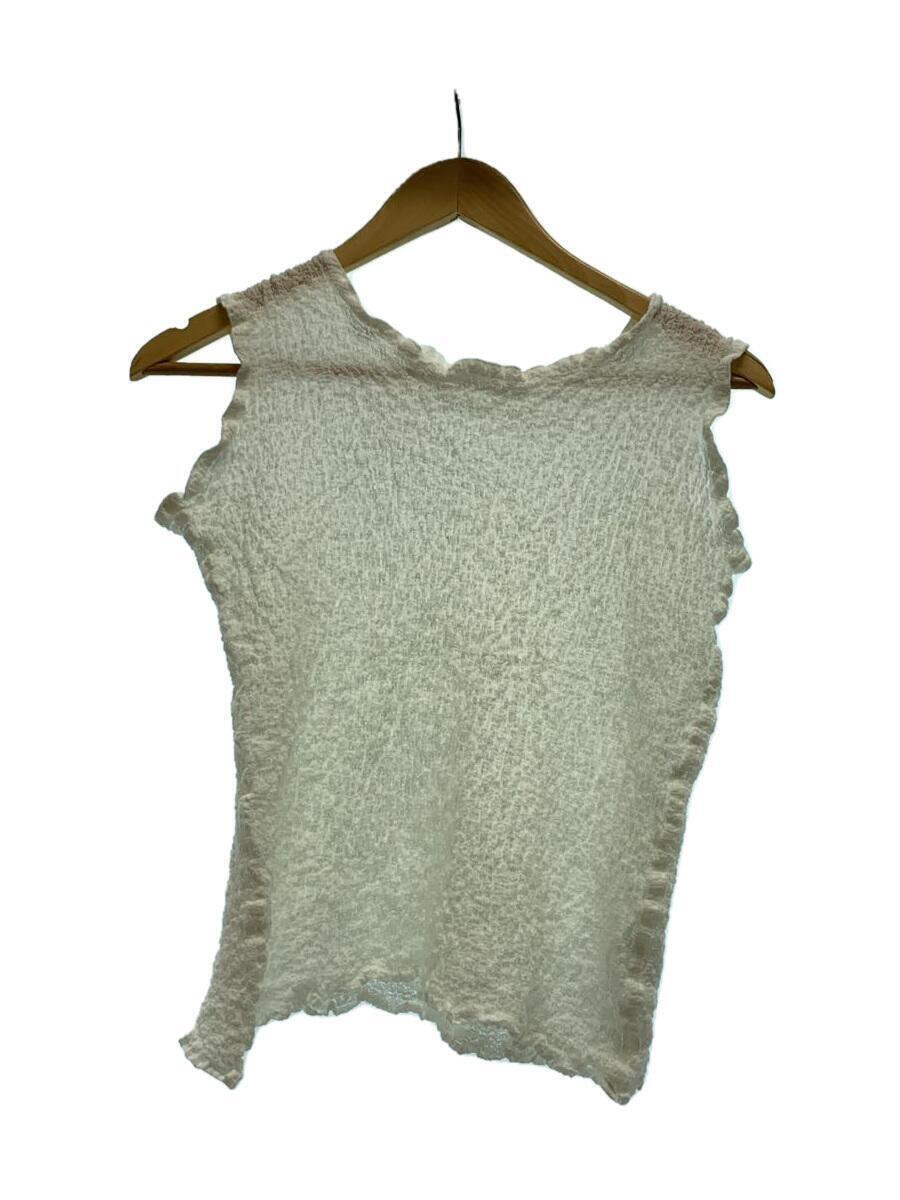 ISSEY MIYAKE◆ノースリーブシャツ/--/コットン/WHT/無地/M142FR217 ISSEY MIYAKE ◇ Sleeveless shirt / - / Cotton / WHT / Plain