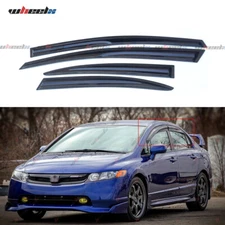 FOR 2006-2011 8TH GEN CIVIC SEDAN WAVY MUGEN SMOKE WINDOW VISOR RAIN SUN SHADE