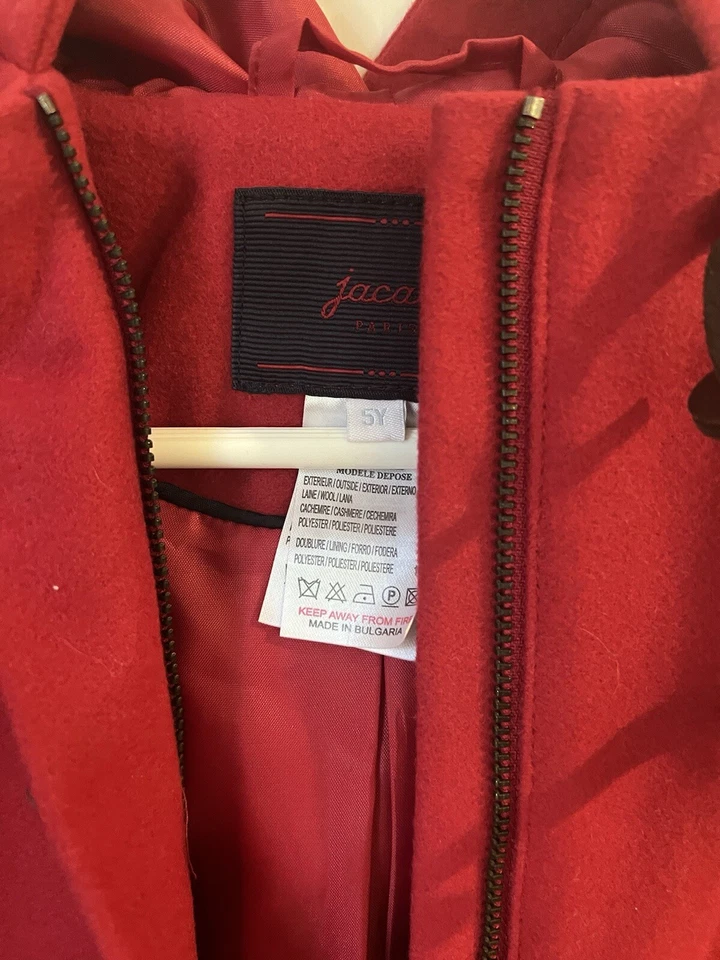 Jacadi Niñas 5T Invierno Chaqueta/Abrigo, Rojo. mezcla lana/cachemira Foto 2 de 3