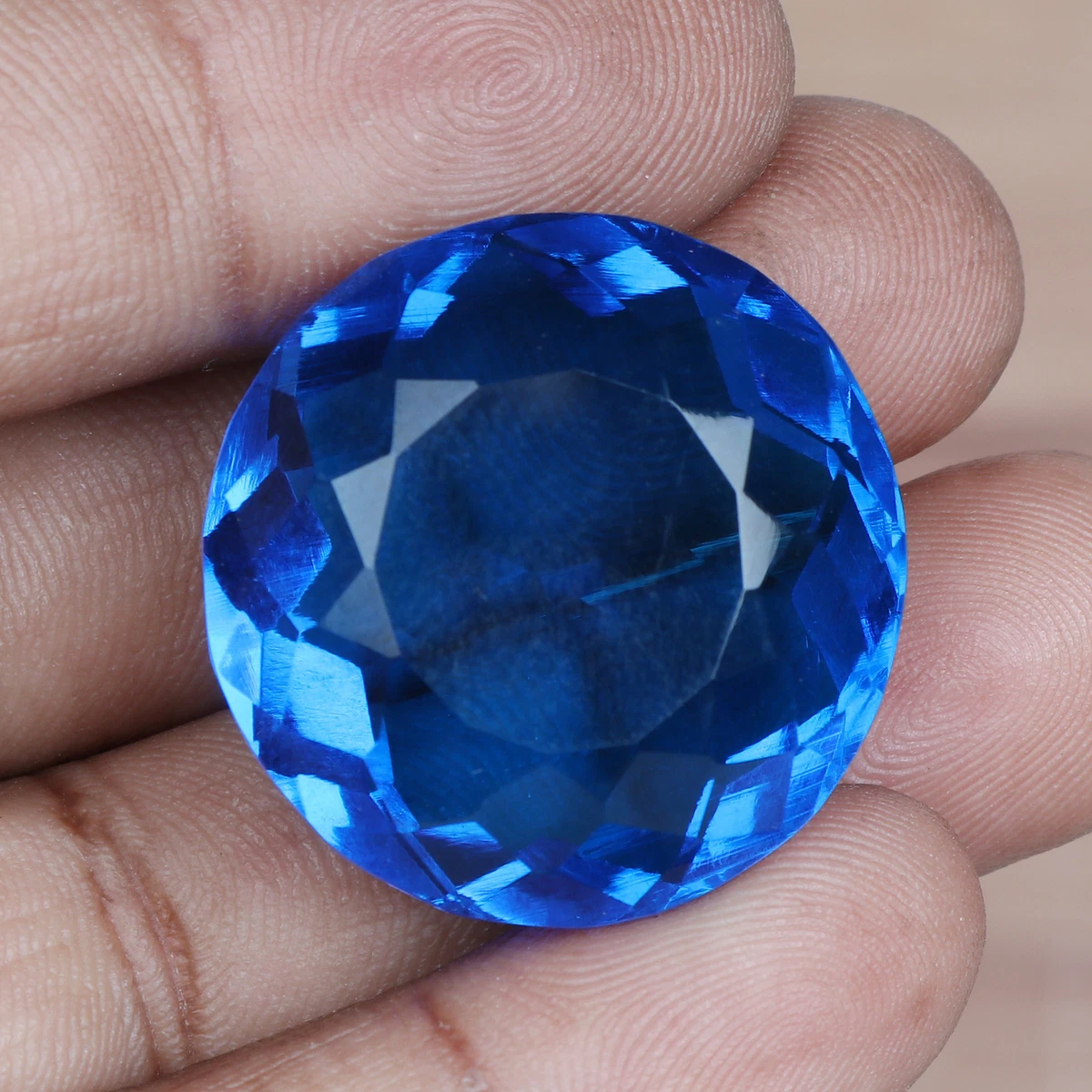 110 Carat Beautiful Round Cut Lab Created Dark Blue Topaz Loose for Jewelry