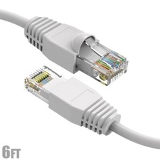6FT Cat6A RJ45 Network LAN Ethernet Patch Cable UTP Copper Wire Gold 24AWG White