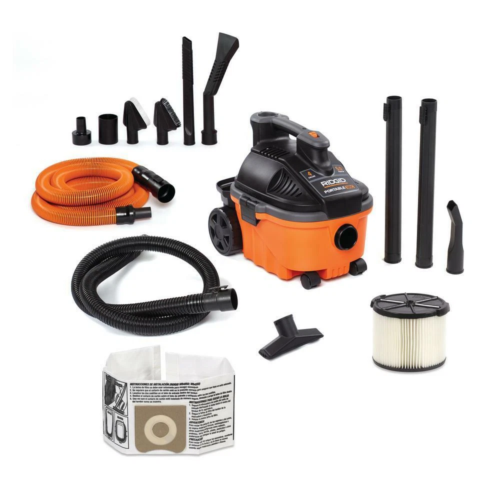 RIDGID Wet Dry Vac w/Premium Auto Detailing Kit 4 Gal 5.0-Peak HP Portable  Clean