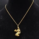 Vintage Gold Tone Virgo Necklace Zodiac Girl with Basket Costume Jewelry