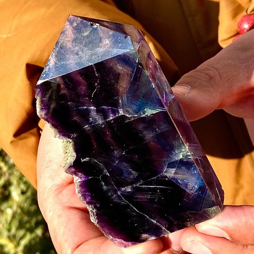 Colonna cristallo fluorite naturale 252G bacchetta magica punto obelisco guarigione terra - Foto 7 di 12