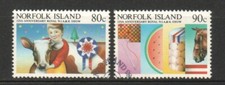 NORFOLK ISLAND 1985 ROYAL AGRICULTURAL & HORTICULTURAL SHOW COMP. SET OF 2 STAMP