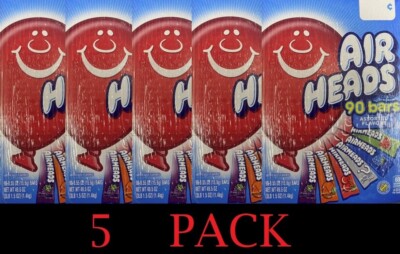 Airheads Variety Pack 90 / .55 Bars Taffy Candy Bars 49.5 oz  AST FLAVORS 5 PACK