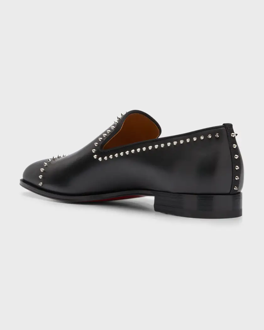 Christian Louboutin Dandy Cloo Flat Black Calf Leather Spike Dress