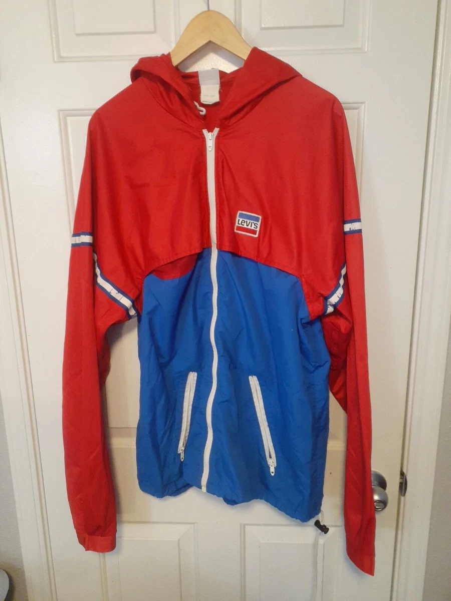 Levis Vintage Made in 1980 USA Red White u0026 Blue Windbreaker Sz XL Long  Olympics | eBay