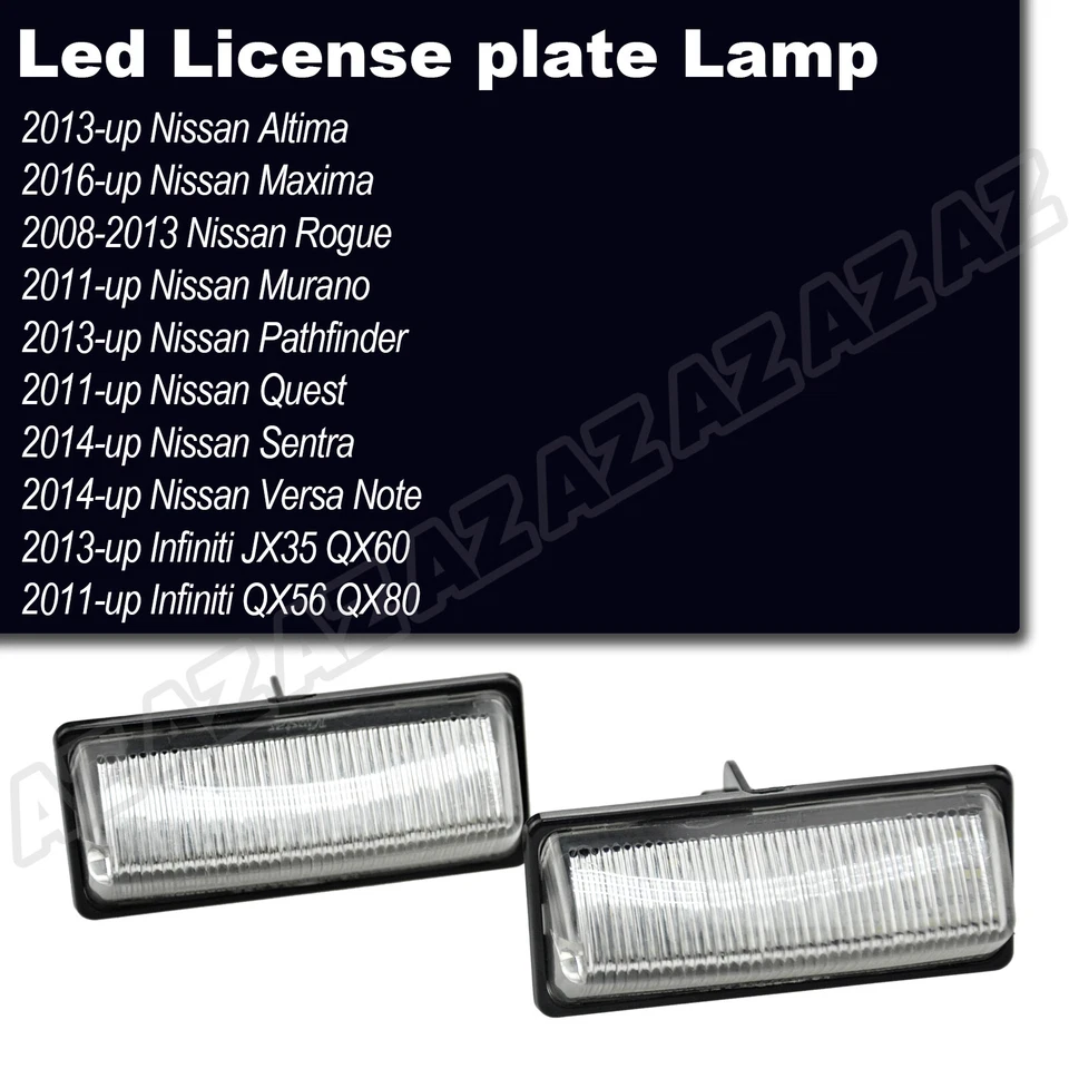 2X LED License Plate Light For Nissan Rogue Altima Pathfinder Sentra Infiniti Foto 3 de 4