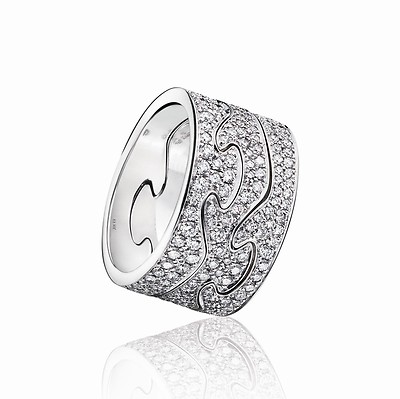 Georg Jensen 3-piece Fusion Ring 18 White Gold with Pavé
