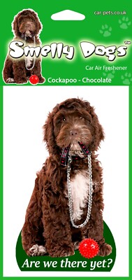 Cockapoo Chocolate and White Dog - 4 x Smelly Dogs Auto Lufterfrischer