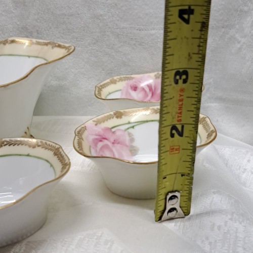 R.S Germany Footed Porcelain Berry Nut Bowl Set of 7 Hand Painted Roses Gold - Picture 7 of 12