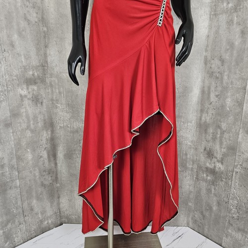 Nicole Bakti Damen S rot High Low Abendkleid Strassbesatz Cutout Event - Bild 4 von 12