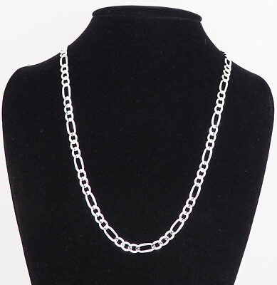 Massive 925 Sterling Silber Figaro Silber Kette Halskette 6,8 mm, 24'' lang Italien