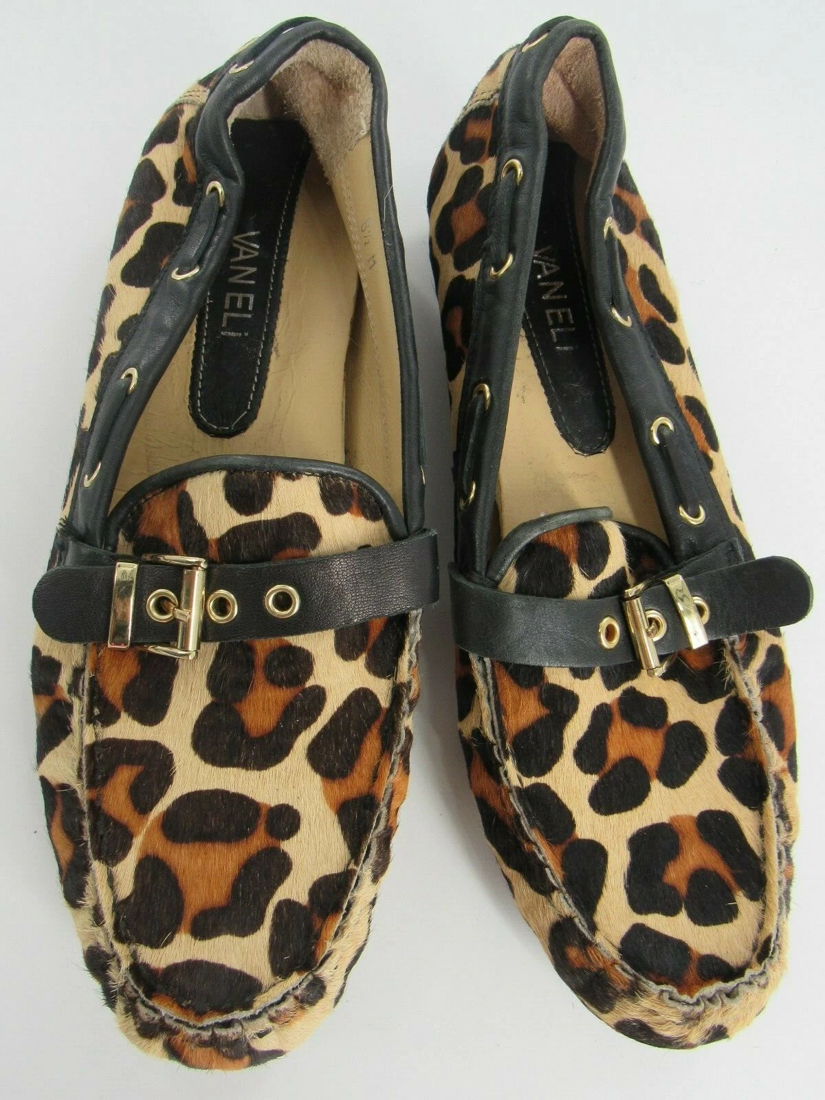 VANS Women's VANELI Van Eli Genuine Calf Hair Leopard Flats Loafer Shoes 8.5M EUC