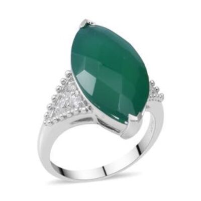 Verde Onyx Natural Zircon Ring Platinum Over Sterling Silver 8.85 ctw Size 7, 8