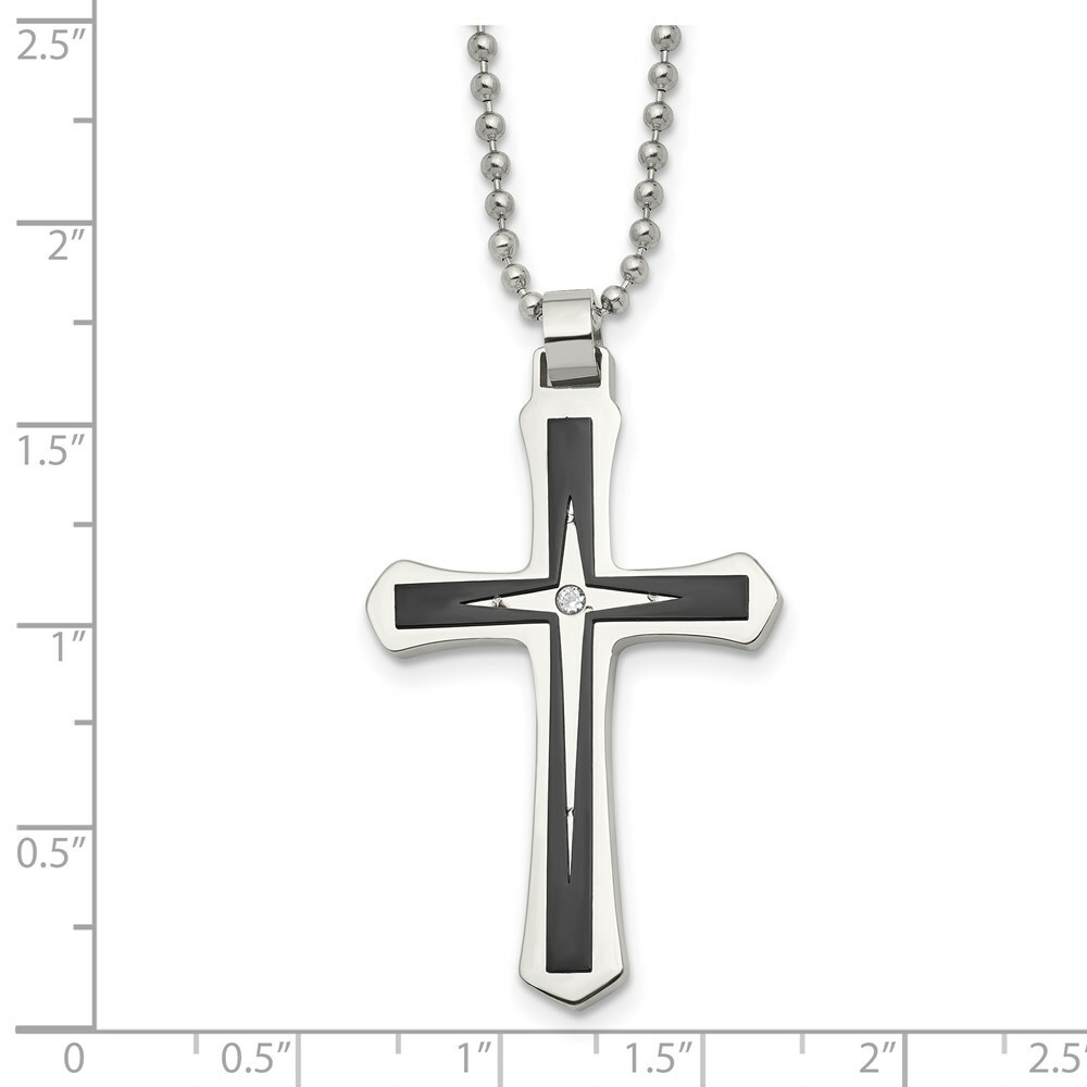m*n様 00s japanese label chain cross shri MOOSKI Men's Cross Necklace Silver/Black 316 Stainless Steel