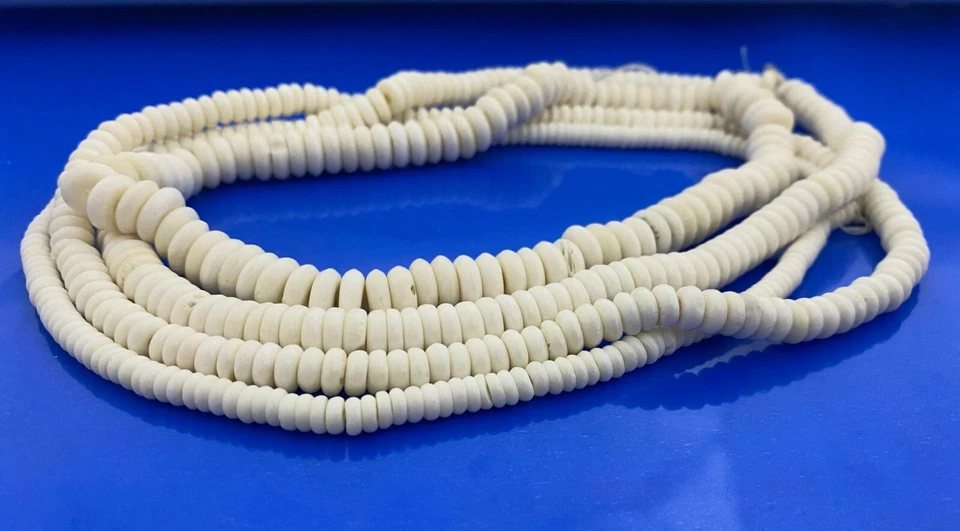 TYRE BEADS BUFFALO BONE White Antiqued 4mm 6mm 8mm 10mm 1-3 Strand Craft Jewelry - Image 2 of 2