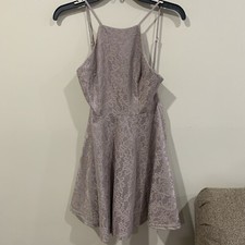 Halter Top Lavender Lace Open Back Mini-Dress (Never Worn)