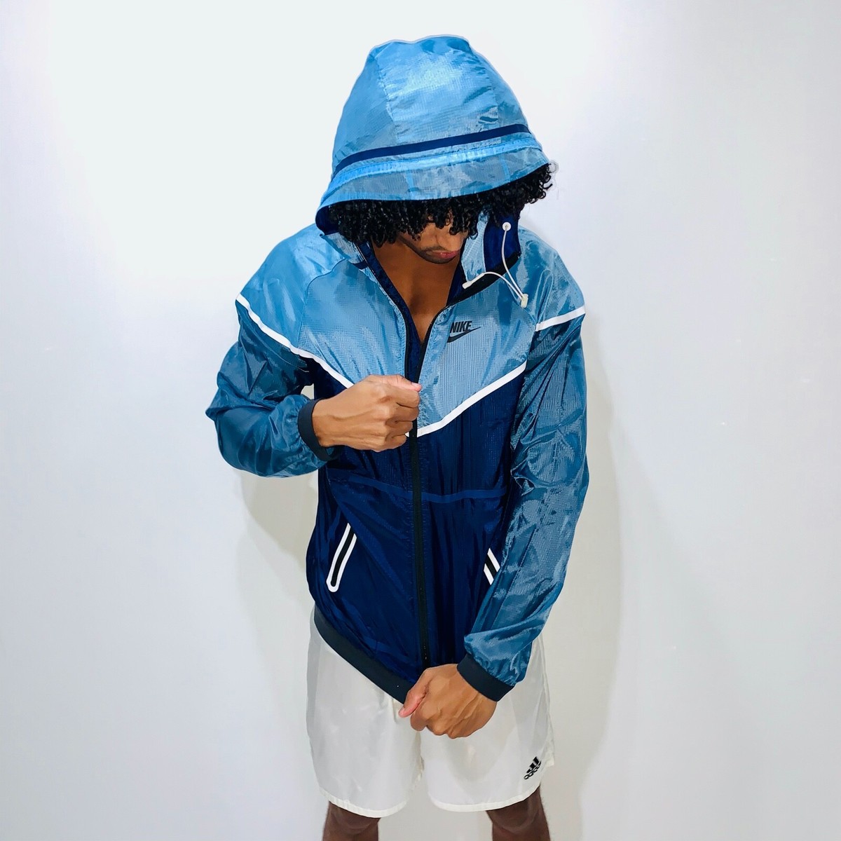 Rare Nike Tech Windrunner Hyperfuse Jacket Nylon Glanz Blue