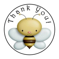 30 THANK YOU BEE 1.5 INCH LABELS ROUND STICKERS
