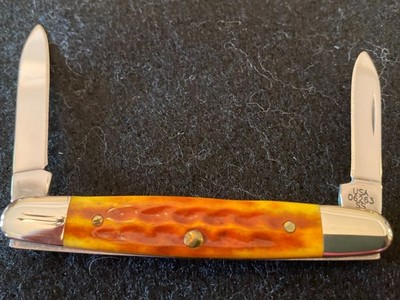 Case XX Eisenhower 06263 SS Harvest Orange Bone Pocket Worn knife
