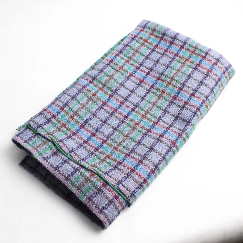 Tela de lana tejida de peso medio de 1 pieza 59" de ancho x 1 yarda a cuadros púrpura Foto 4 de 4