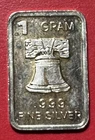 1776-1976 LIBERTY BELL Vintage .999 FINE SILVER Mini Bar! 1 Gram!