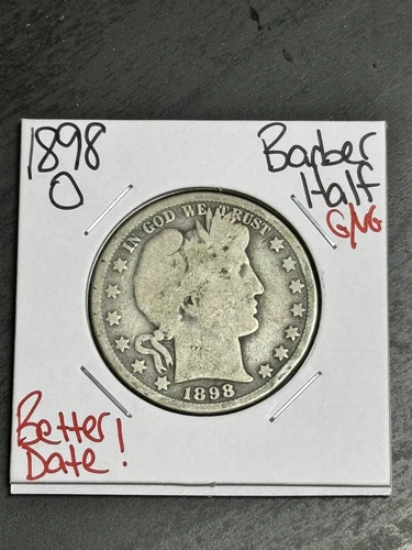 1898 O Barber Silver Half Dollar Good - VG Very Good Better Date Coin (Raw15200)