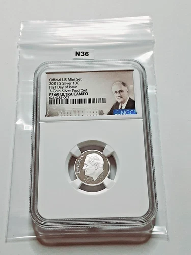 2021 NGC PF69 90% PROOF SILVER ROOSEVELT DIME 10C FDOI Portrait Label!    N36