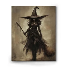 ART Halloween Canvas Wall Decor, Nature Witch Print dark academia Poster Vintage