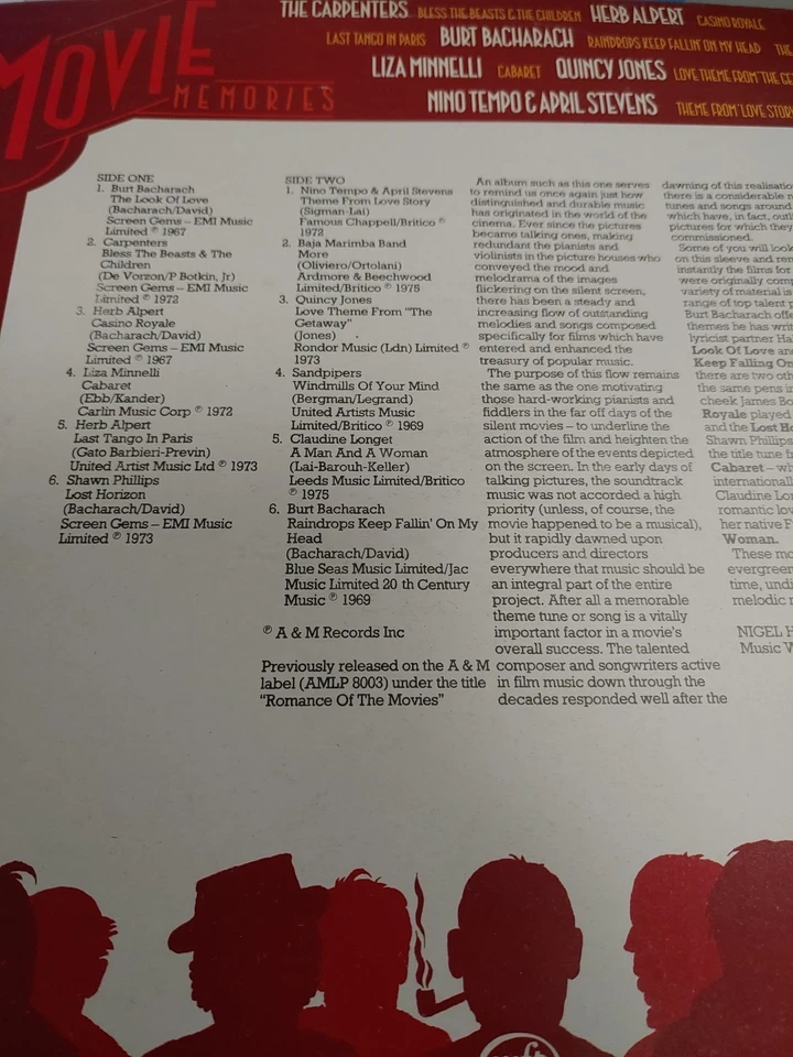 V. A.- Movie Memories- LP-1st UK Press - Mint- ( Import) - Bild 2 von 4