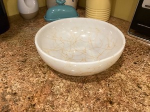 Vintage Hazel Atlas Milk Glass "Butterscotch Drizzle" Serving Bowl 10.25"