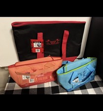 Trader Joe's Insulated Tote Bags XL Black  Mini Insulated Tote Blue Peach NWT 3