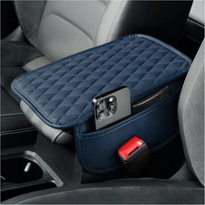 carleef Arm Rest Cover for Car,Leather+Memory Foam Center Console Blue 