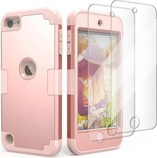 IDweel for iPod Touch Case with 2 Screen Protectors, 3 in 1 Hard PC Rose Gold