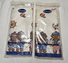 Vintage Set Of 2 Duni Tablecloth 120  x 160cm Teddy Bears Sailor Anchor Sailboat