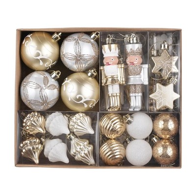 Valery Madelyn Christmas Tree Ornaments Set for Valentines, 50ct White Gold S...