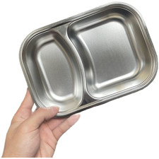 22x16x4cm Stainless Steel Divided Plate for Children with Panda Motifs
