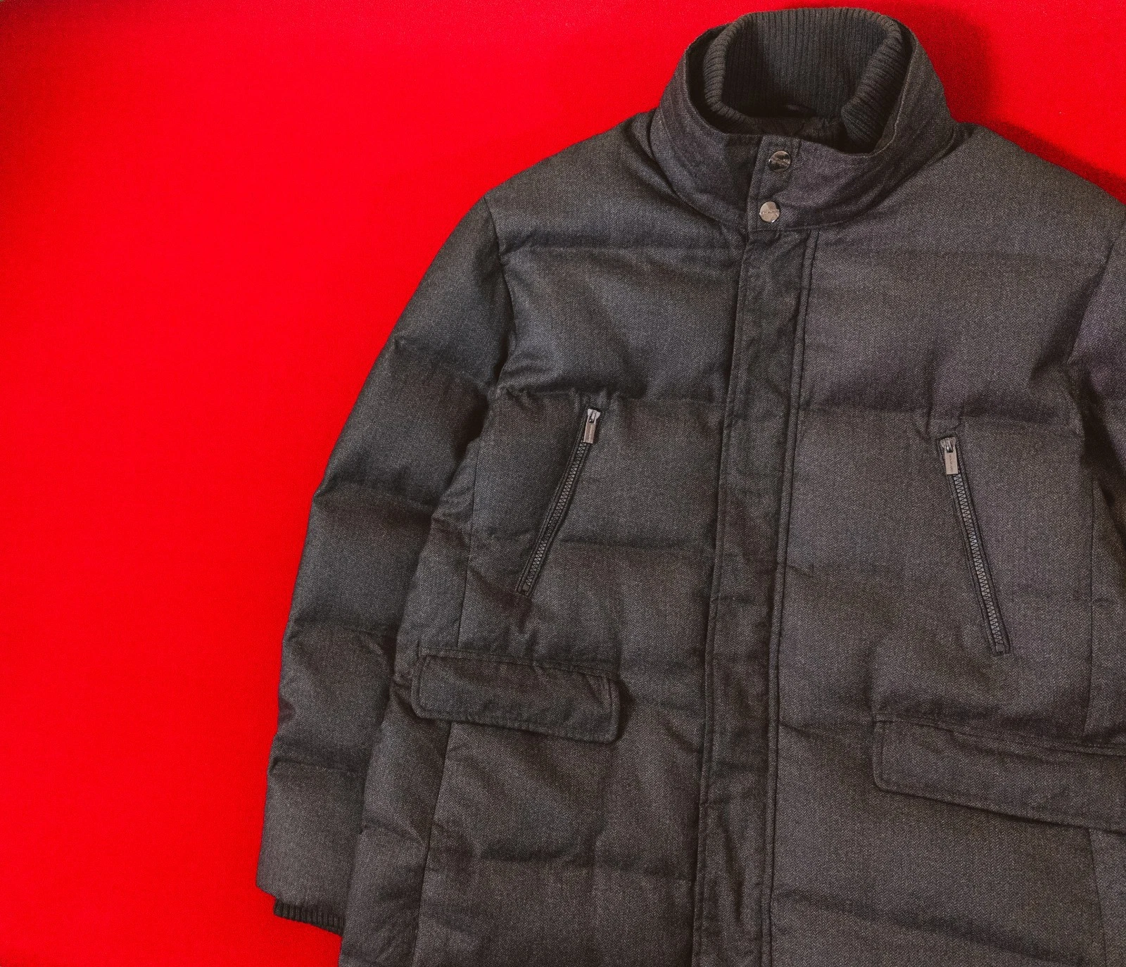 MICHAEL KORS Men Brown Down Padded Zip Flannel Jacket Size XL / 52 Quilted