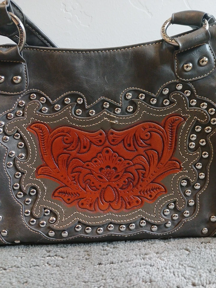 Montana West Bolso de Mano Oculto Gris y Rojo Western Foto 2 de 4