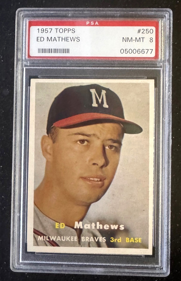 1957 TOPPS   ED MATHEWS  #250  PSA 8