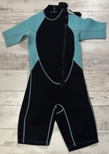 Short Sleeve Shorty Wetsuit w/Zipper size M medium - Black/Blue - NEW B